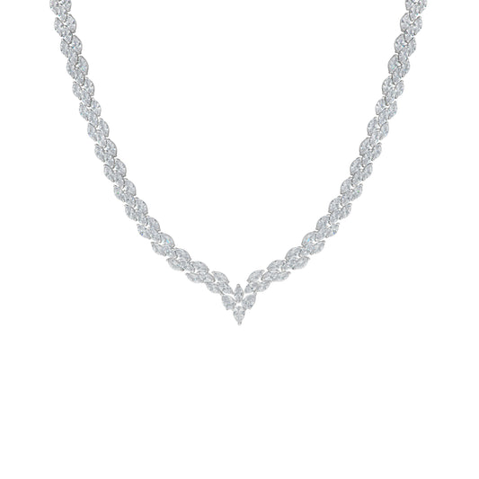 Cubic Zirconia Marquise Necklace in Fine Silver Plate