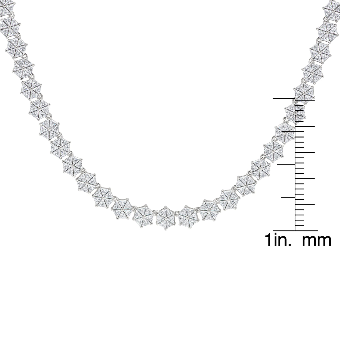 Cubic Zirconia Hexagon Necklace in Fine Silver Plate