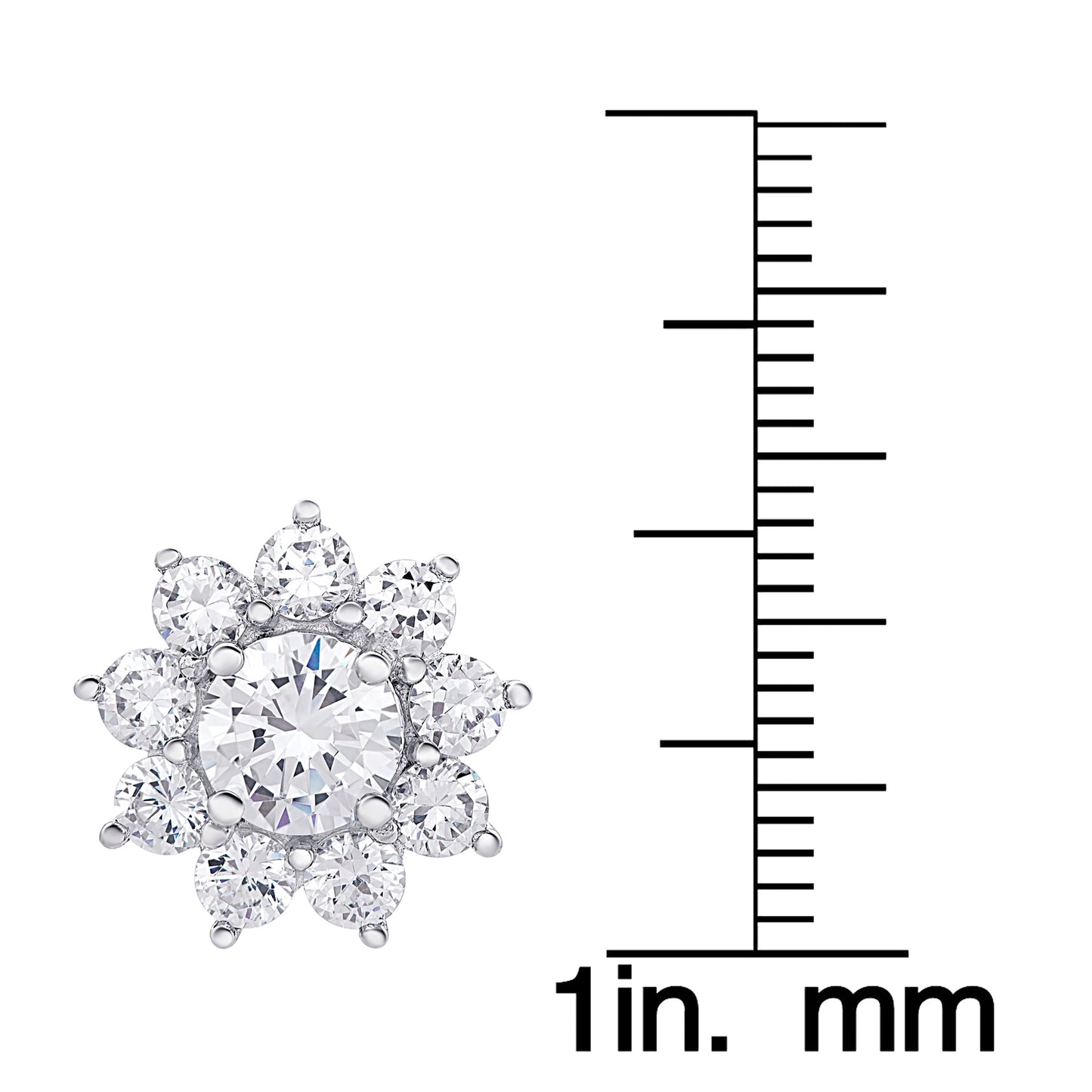 Sterling Silver Cubic Zirconia Flower Stud Earrings