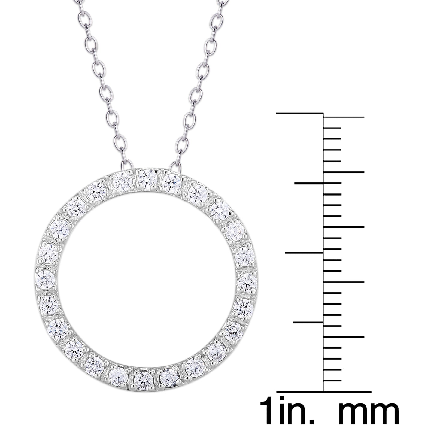 Sterling Silver Cubic Zirconia Circle Pendant