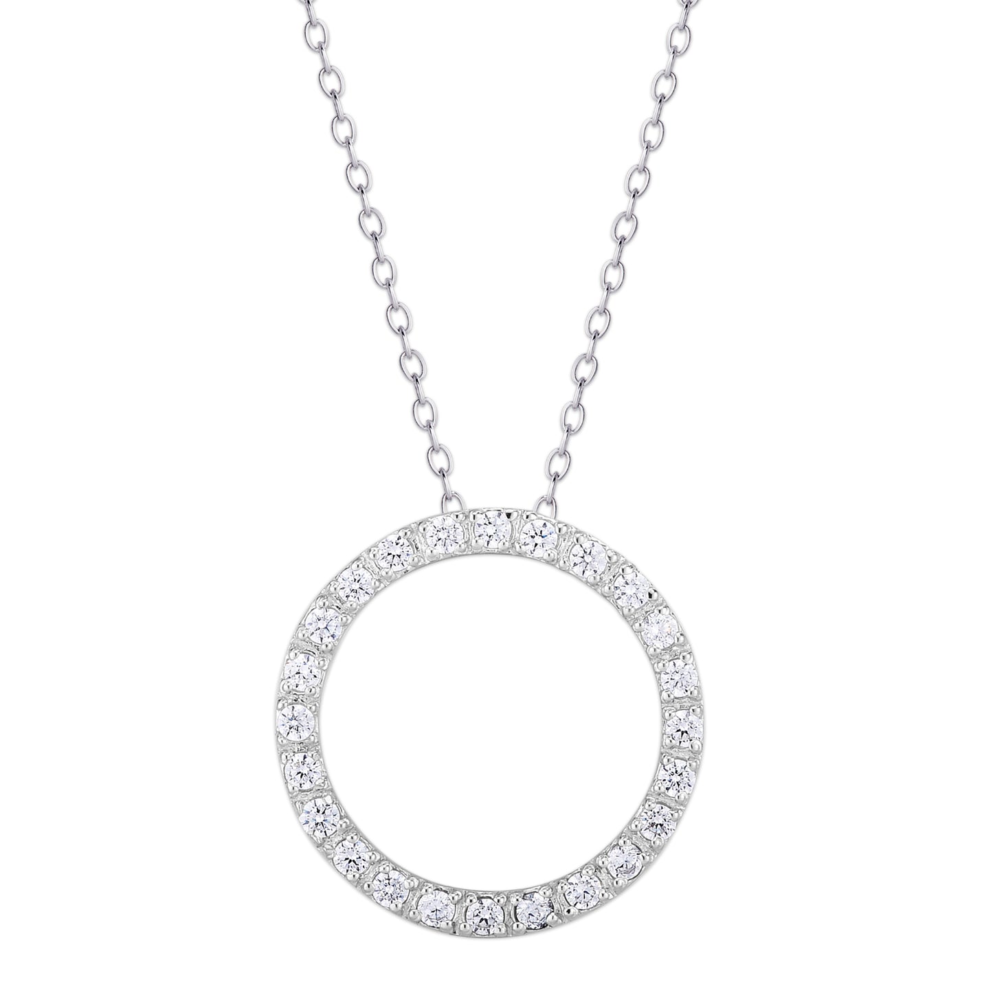 Sterling Silver Cubic Zirconia Circle Pendant