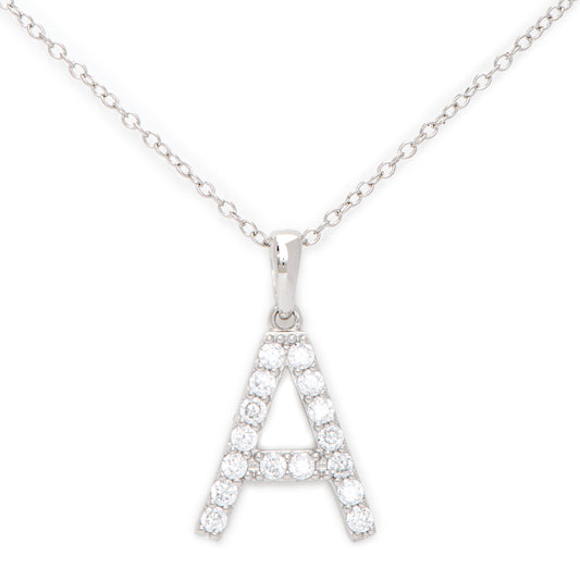 Sterling Silver Cubic Zirconia Initial Pendant